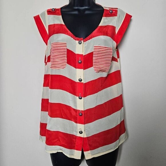 Odille Striped Silk Blouse - Picture 1 of 7